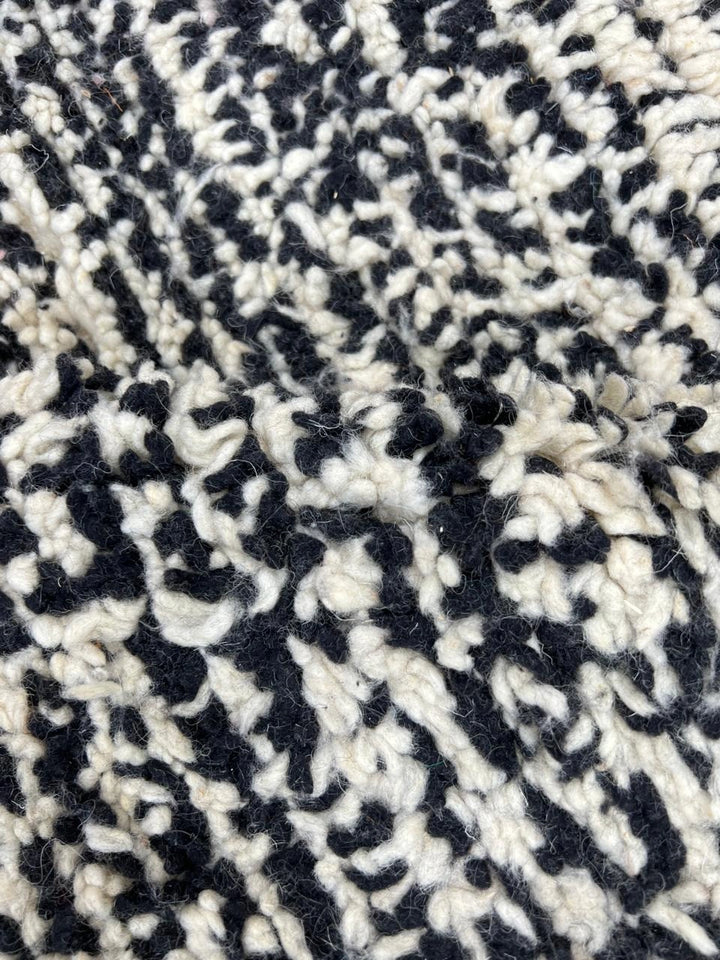 Handmade blue checkered Moroccan wool runner rug with modern geometric pattern