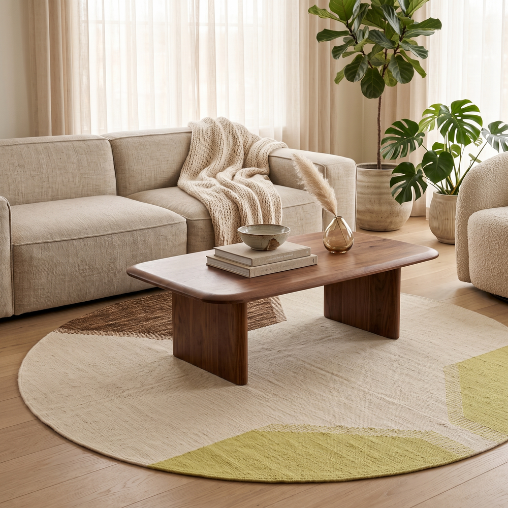 Handmade Moroccan flatweave kilim rug with soft neutral tones and subtle geometric shapes, woven from natural wool.