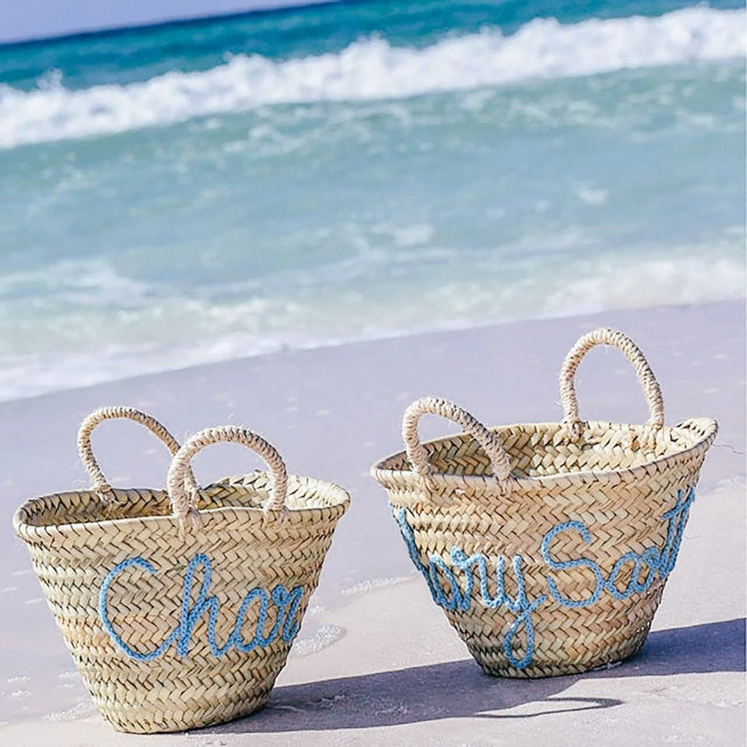 Handwoven Palm Leaf Beach Bag: Personalized Moroccan Basket