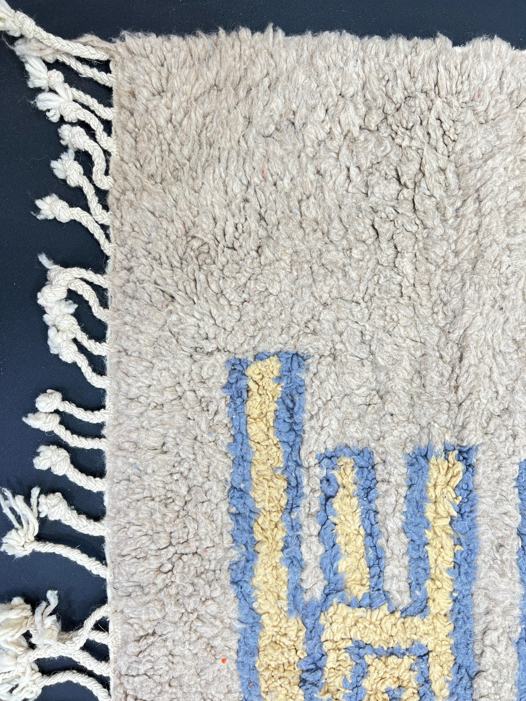 Beige &amp; Blue Moroccan Rug – Handmade Wool Carpet