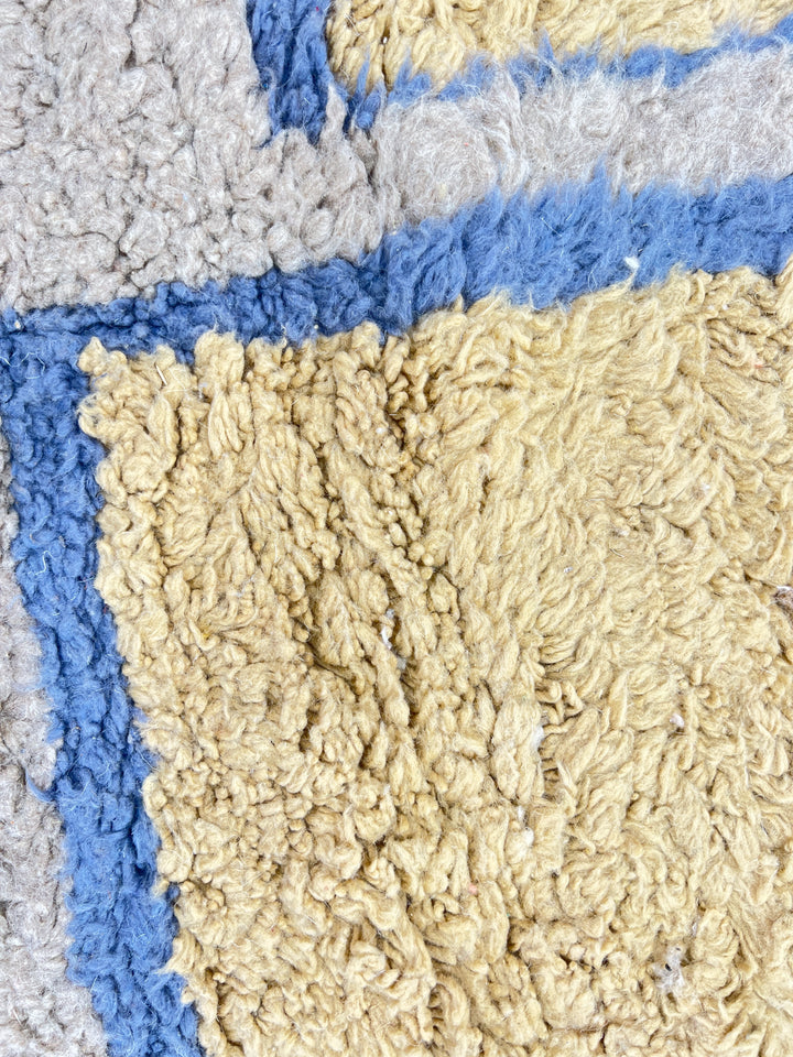 Beige &amp; Blue Moroccan Rug – Handmade Wool Carpet