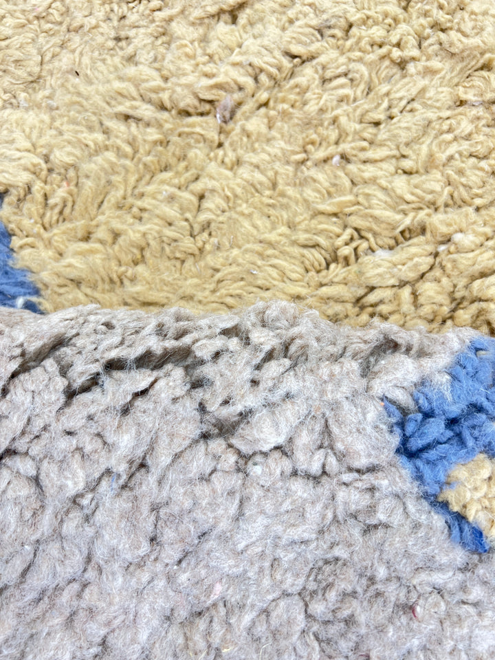 Beige &amp; Blue Moroccan Rug – Handmade Wool Carpet