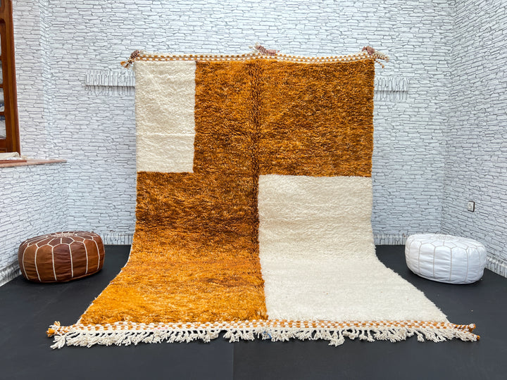 Orange &amp; White Moroccan Rug – Handmade Wool Carpet