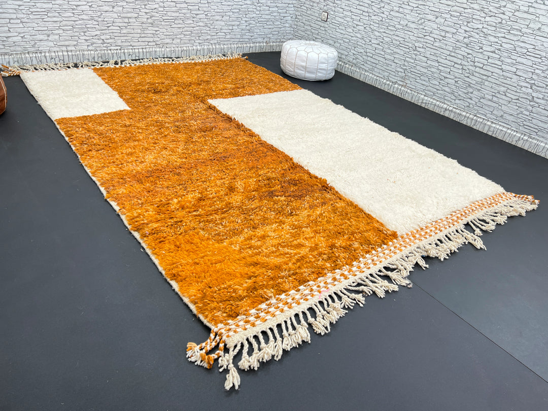 Orange &amp; White Moroccan Rug – Handmade Wool Carpet