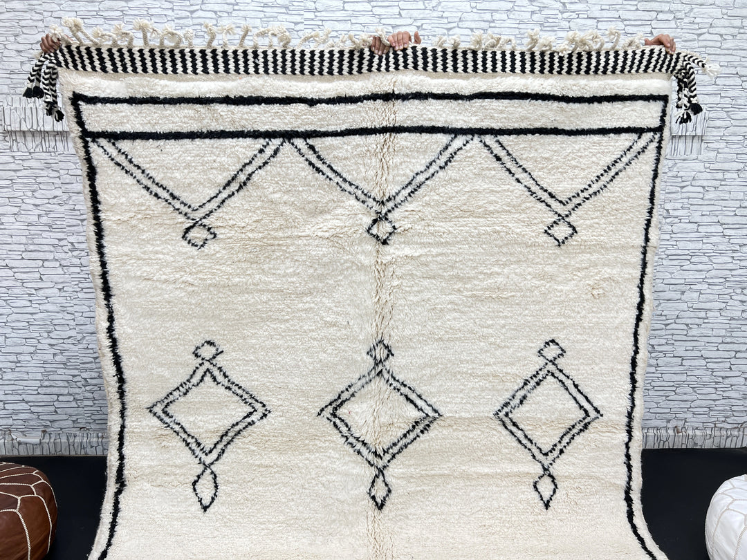 Beni Ourain Moroccan Wool Rug – Black &amp; White