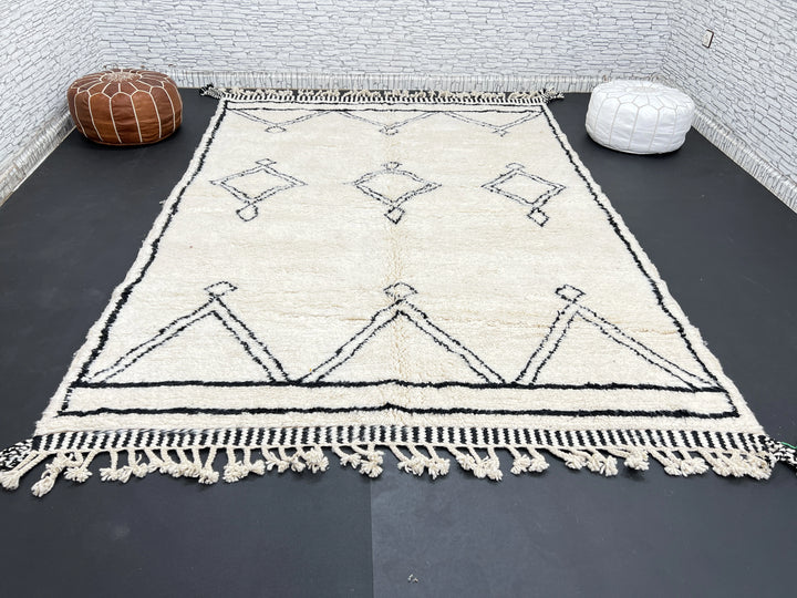 Beni Ourain Moroccan Wool Rug – Black &amp; White