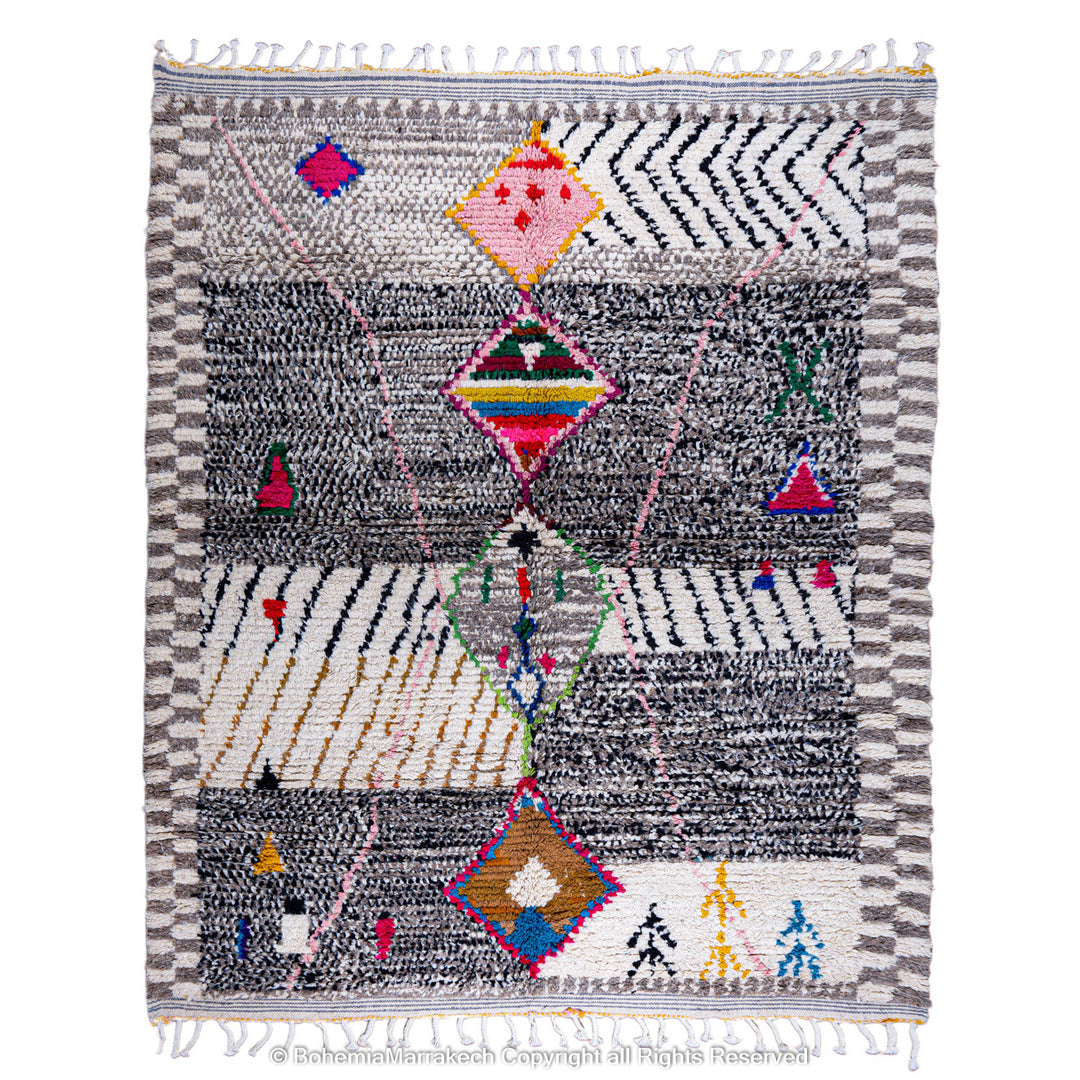 colorful beni ourain rug handmade wool morocco