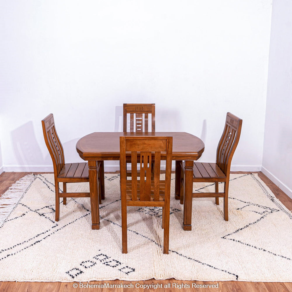 Minimalist Moroccan Beni Ourain rug in black and white wool with hand-knotted tribal motifs