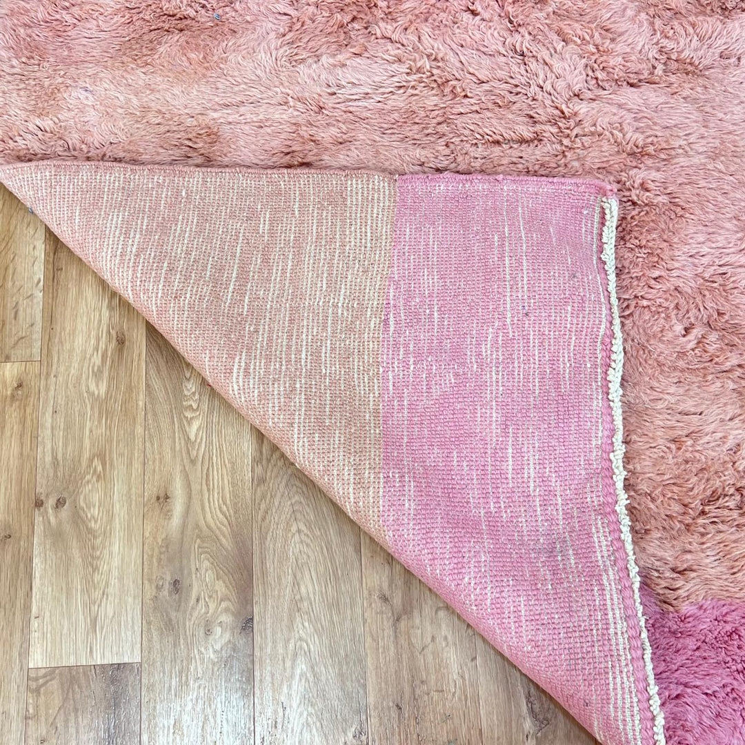 Luxury handmade Moroccan wool runner rug with artistic color block design