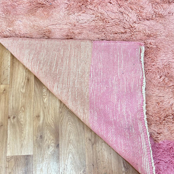 Luxury handmade Moroccan wool runner rug with artistic color block design