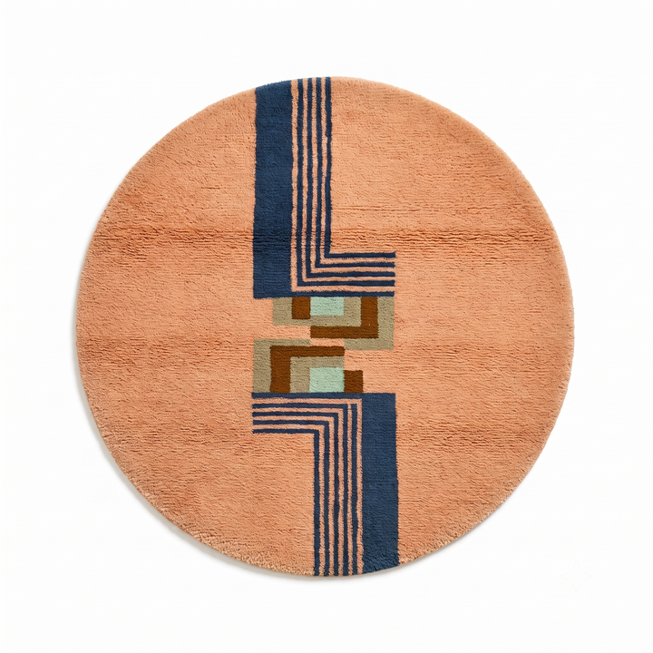 Modern Abstract Moroccan Round Rug – Handmade Wool