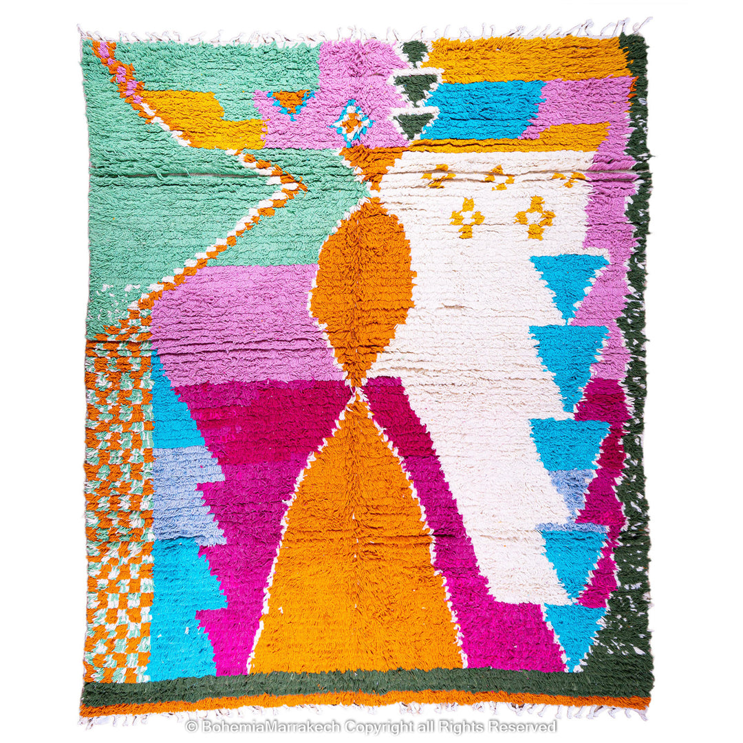 Colorful Checkered Moroccan Rug – Handmade Berber Wool Carpet