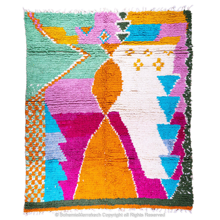 Colorful Checkered Moroccan Rug – Handmade Berber Wool Carpet
