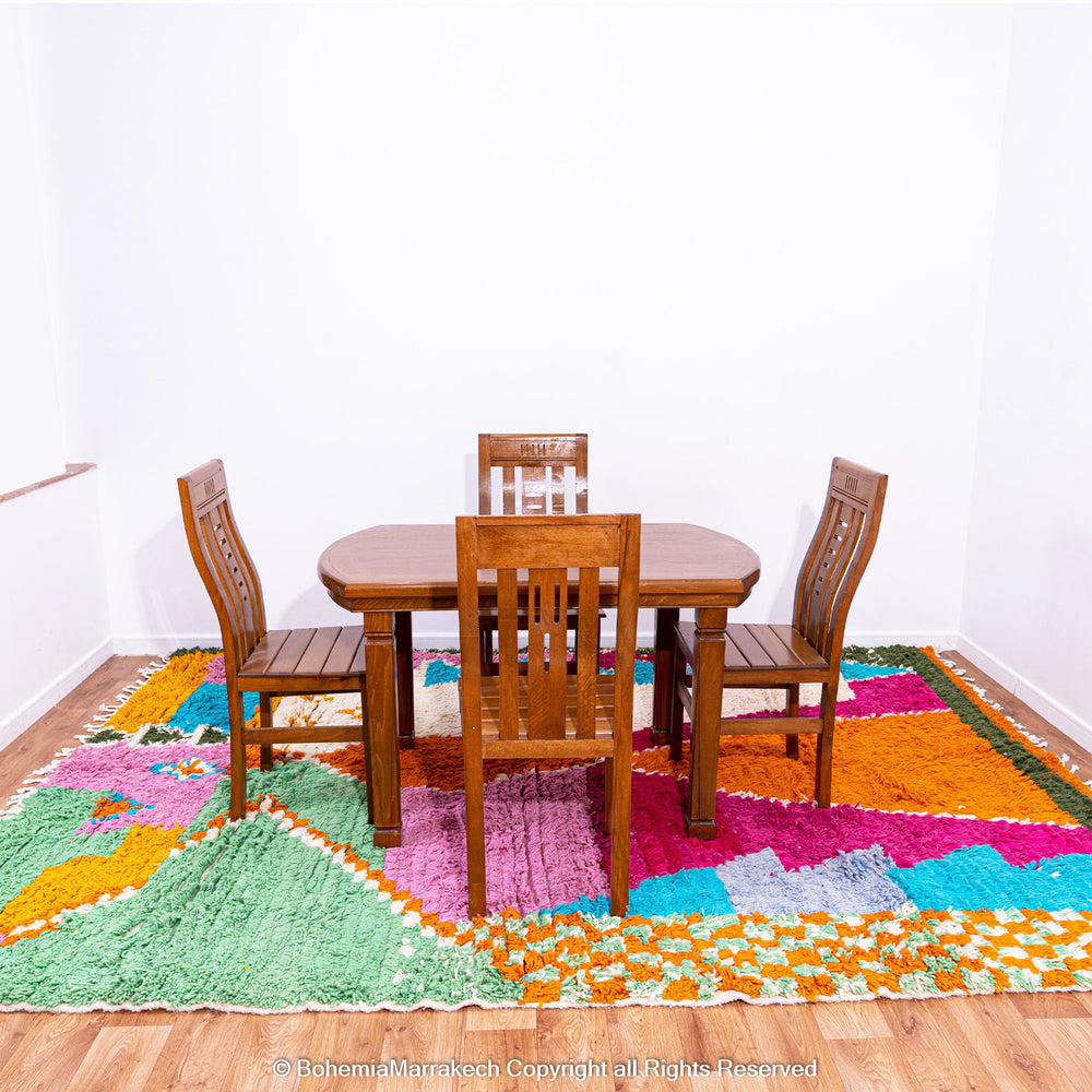 Colorful Checkered Moroccan Rug – Handmade Berber Wool Carpet