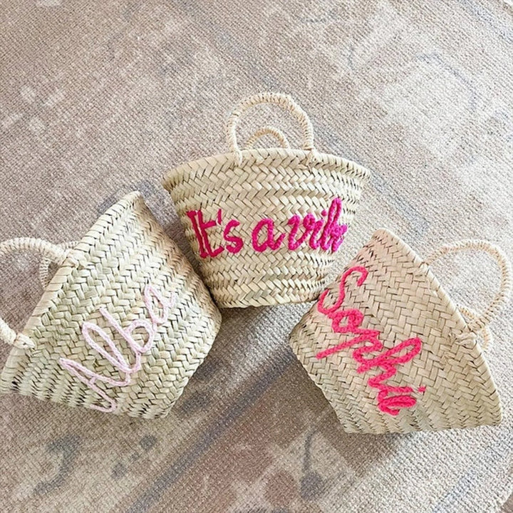 PERSONALIZED straw moroccan basket,bridal shower bags,customized straw bags