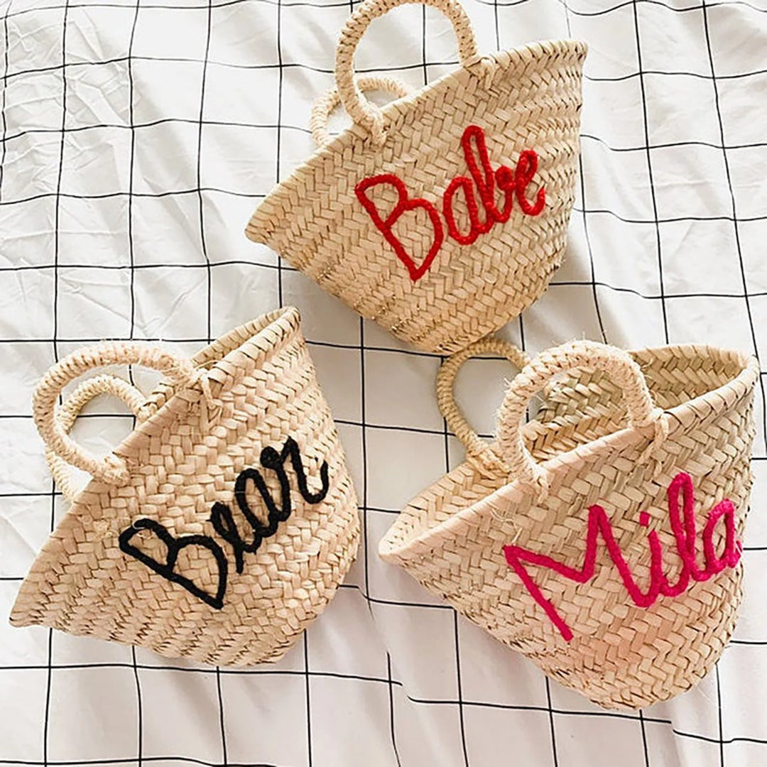PERSONALIZED straw moroccan basket,bridal shower bags,customized straw bags