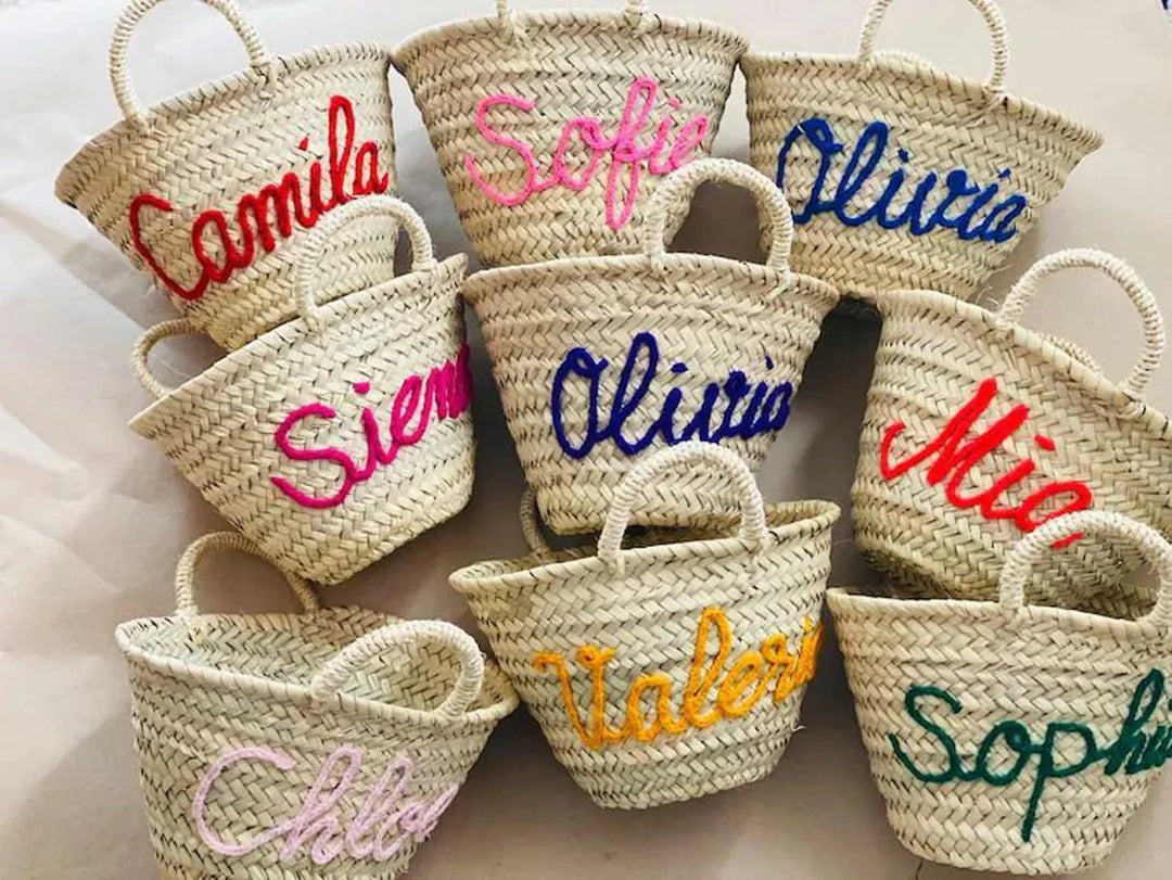 Personalized Moroccan Straw Basket – Handmade Name Beach Tote