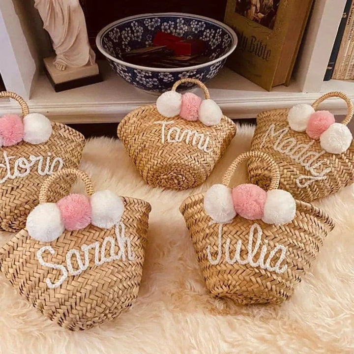Personalized Moroccan Straw Basket – Handmade Name Beach Tote