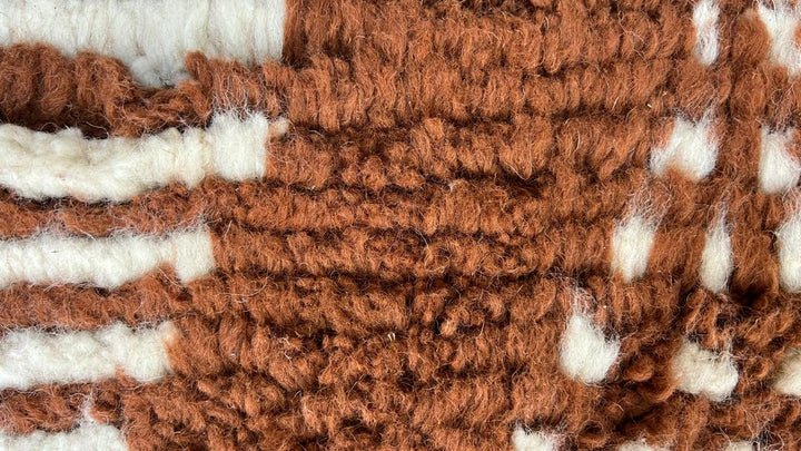 Round Brown Moroccan Wool Rug – Handmade Berber Geometric Carpet