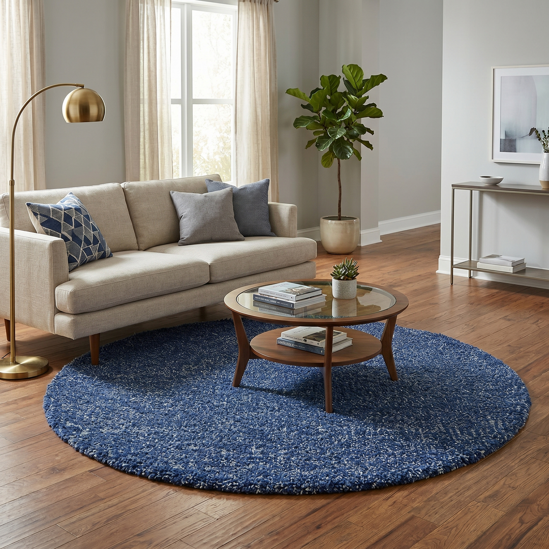 round blue moroccan wool rug handmade berber shag round rug