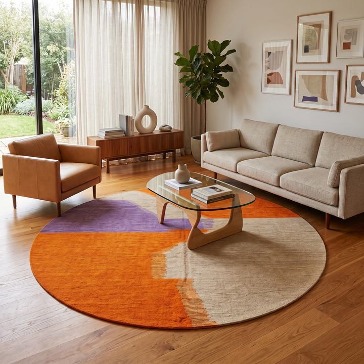 RoundMoroccanKilimRug_ModernAbstractWeave_1