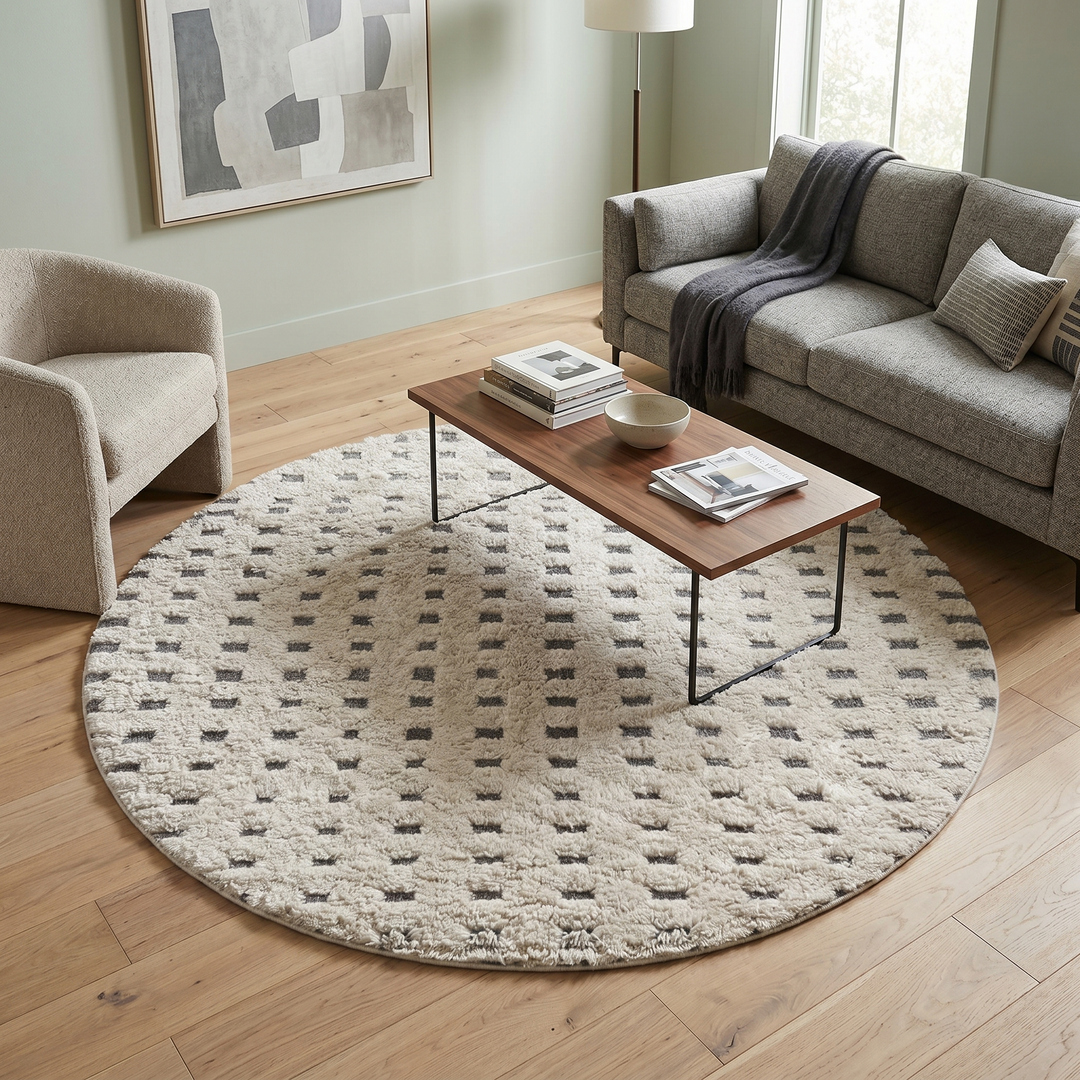 round cream moroccan wool rug beni ourain minimalist berber shag rug