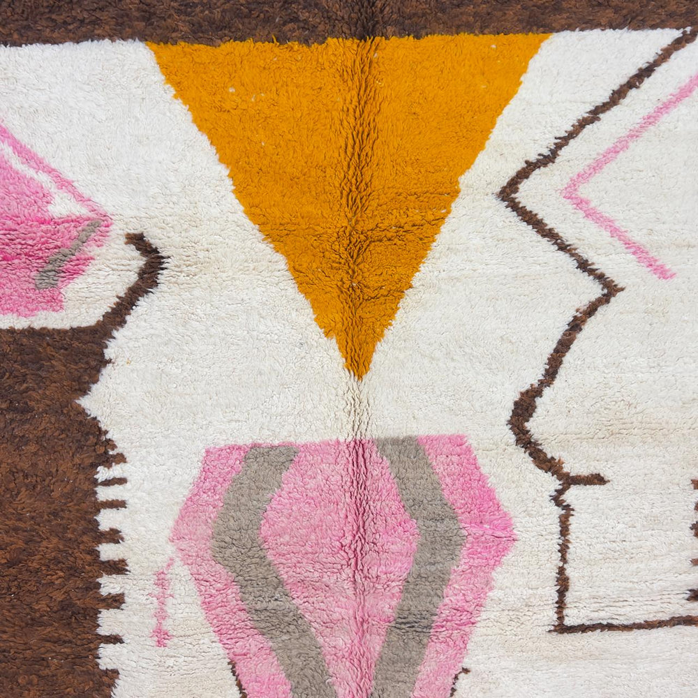 Vintage Moroccan wool rug abstract geometric ivory handmade Berber rug