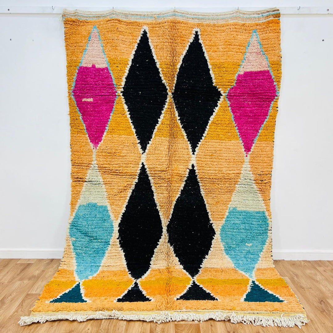 Vintage Moroccan Diamond Rug – Orange Wool Berber Carpet