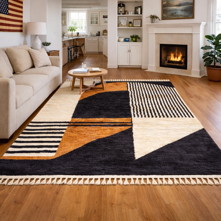 Modern Custom Moroccan Rug – Abstract Geometric Wool Design