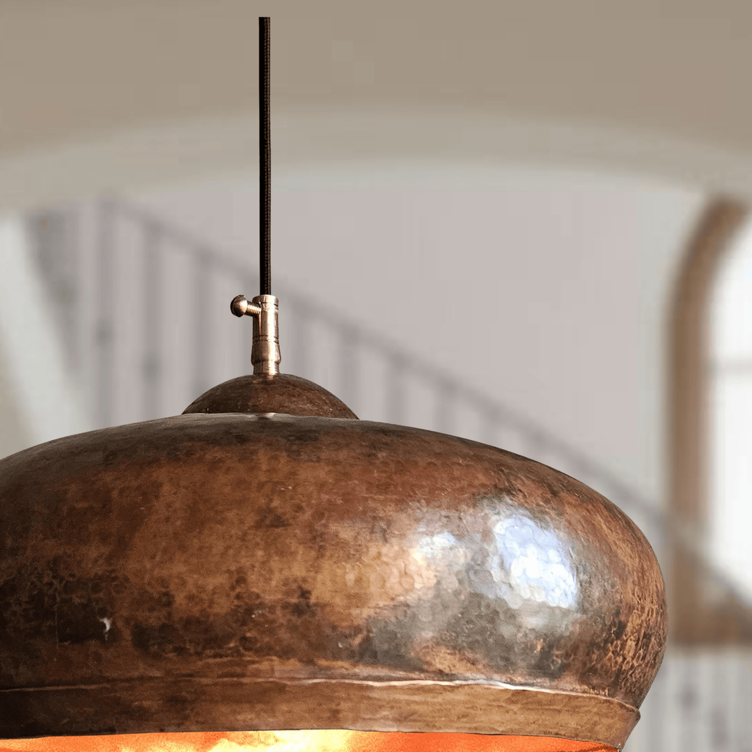 Handcrafted Hammered Copper Dome Pendant Light – Rustic Kitchen &amp; Dining Ceiling Lamp