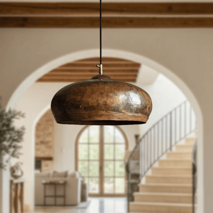 Handcrafted Hammered Copper Dome Pendant Light – Rustic Kitchen &amp; Dining Ceiling Lamp