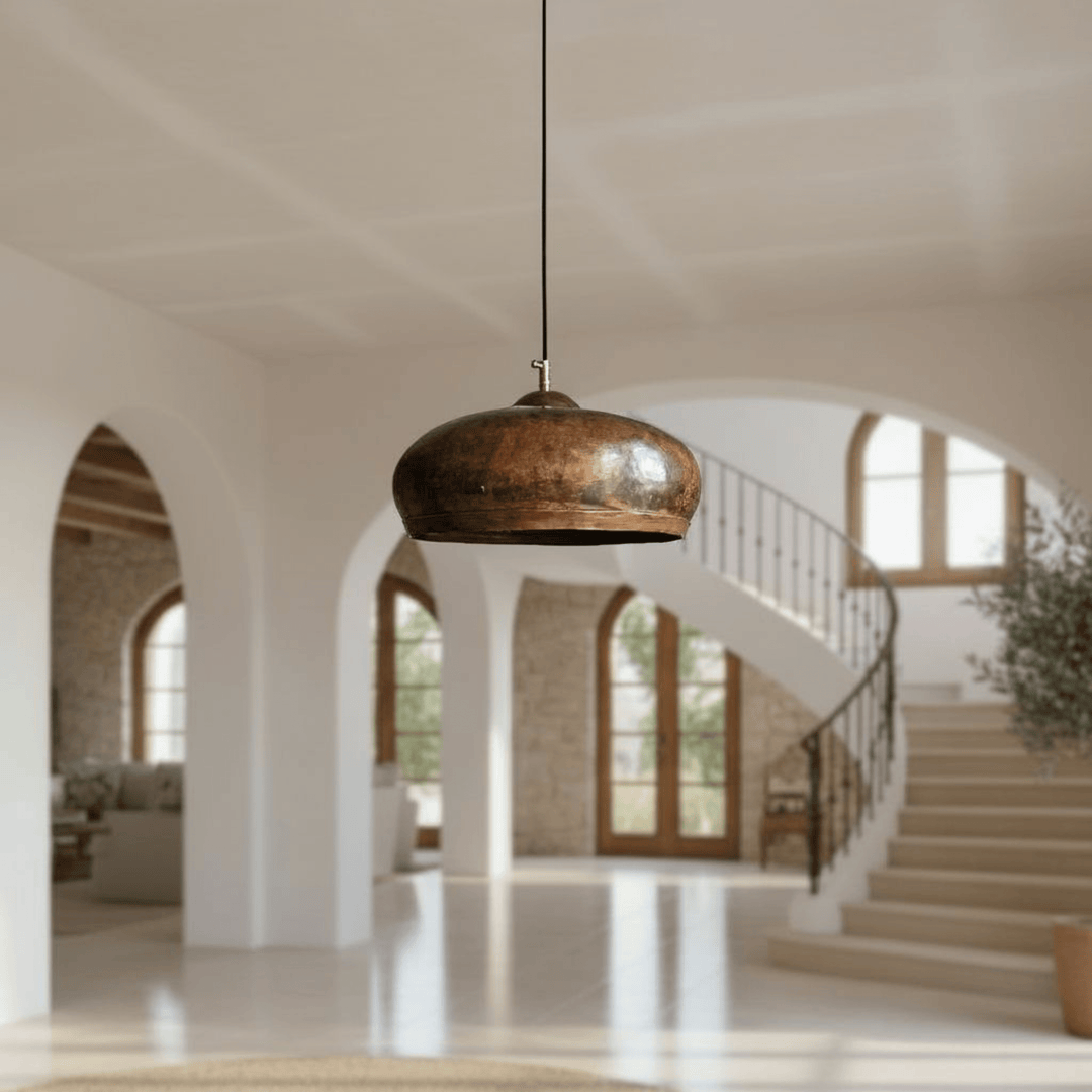 Handcrafted Hammered Copper Dome Pendant Light – Rustic Kitchen &amp; Dining Ceiling Lamp