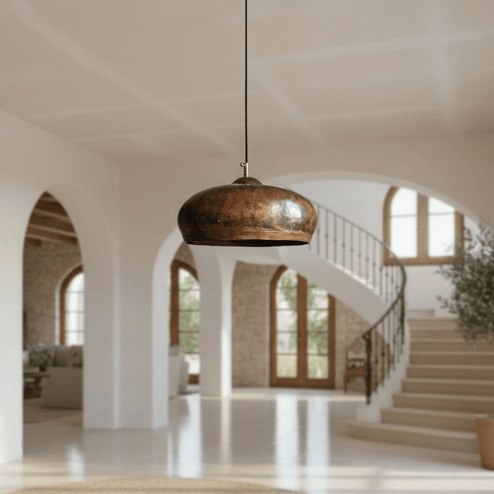 Handcrafted Hammered Copper Dome Pendant Light – Rustic Kitchen &amp; Dining Ceiling Lamp