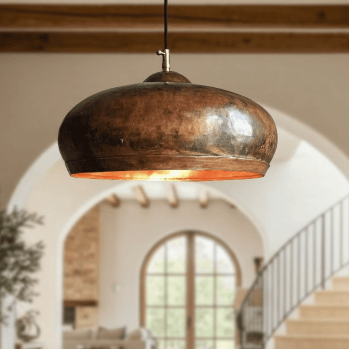 Handcrafted Hammered Copper Dome Pendant Light – Rustic Kitchen &amp; Dining Ceiling Lamp