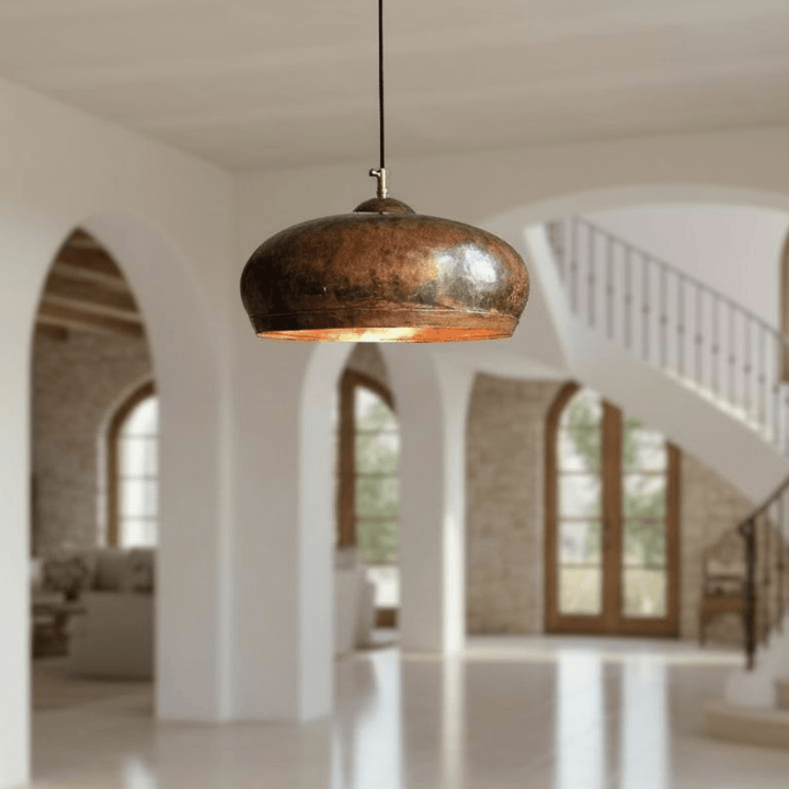 Handcrafted Hammered Copper Dome Pendant Light – Rustic Kitchen &amp; Dining Ceiling Lamp