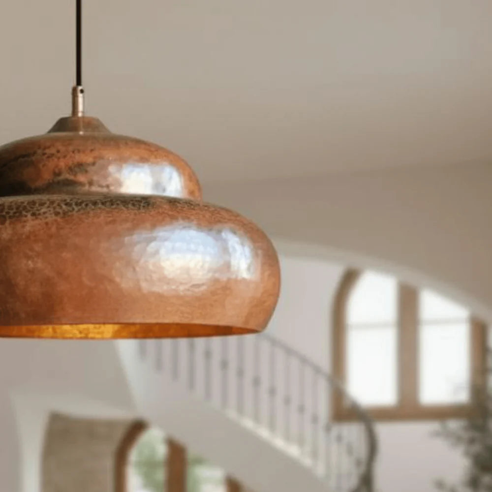 Handmade Rustic Copper Dome Pendant Light – Solid Copper Ceiling Lamp