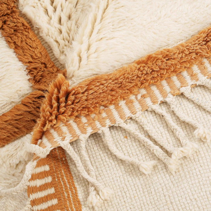 Custom Brown &amp; Cream Moroccan Wool Rug – Grid Design