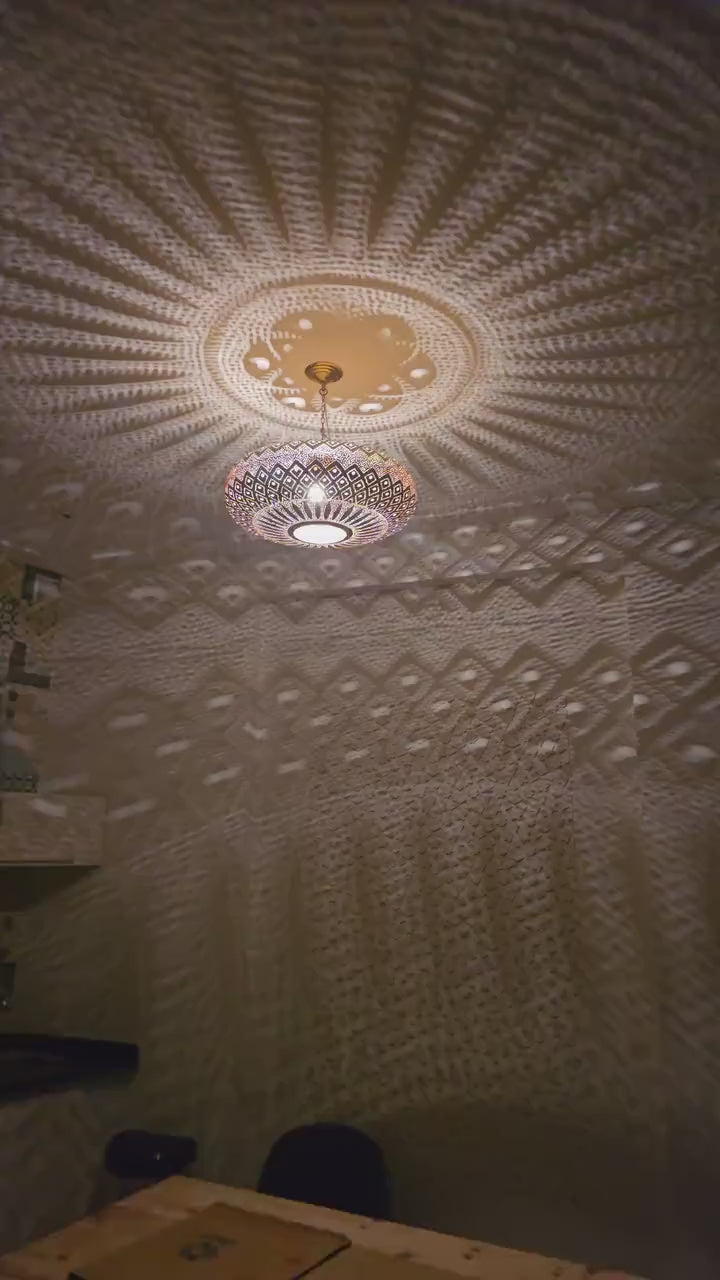 Handmade Moroccan Brass Pendant Light – Perforated Teardrop Lamp