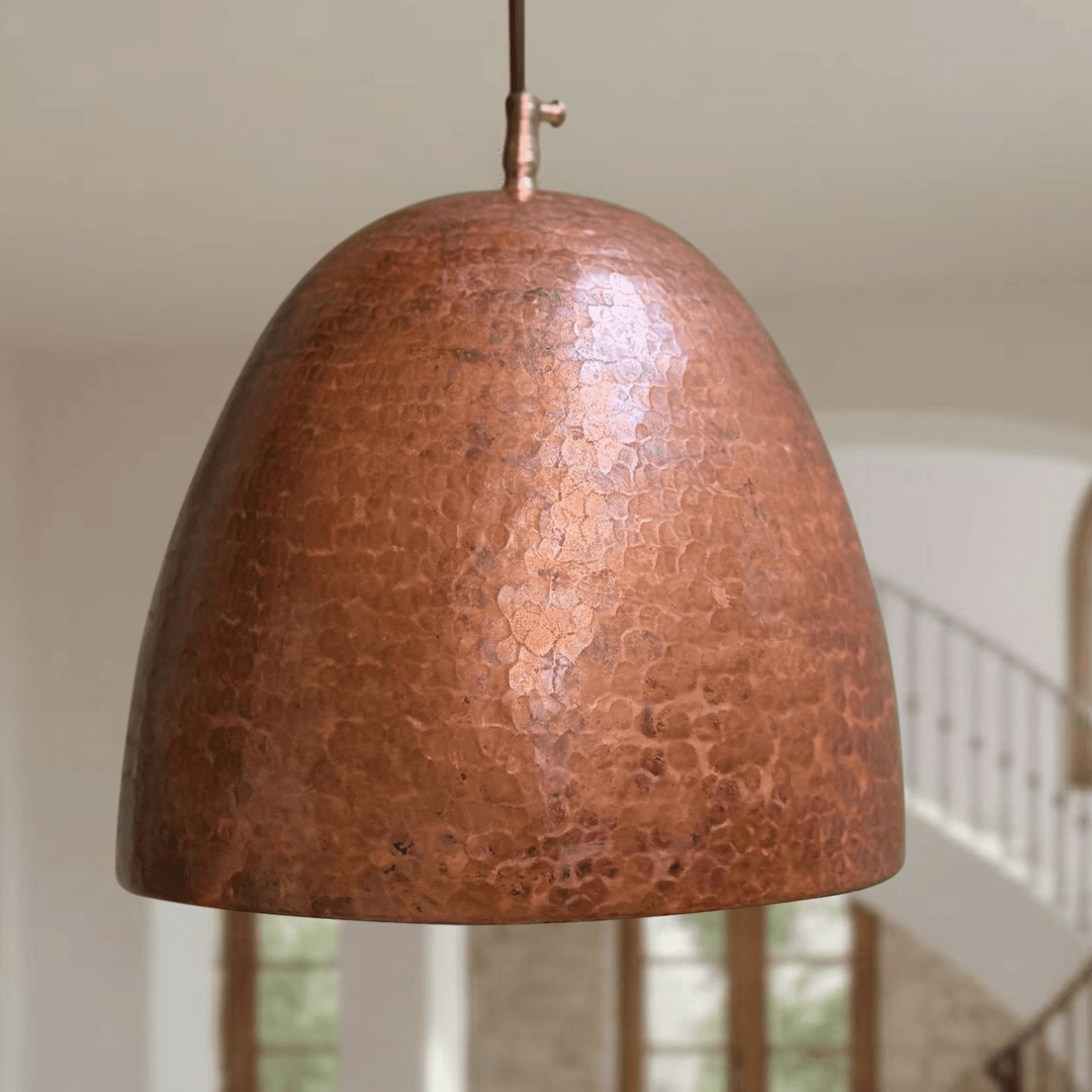 Handcrafted Rustic Copper Dome Pendant Light – Hammered Ceiling Lamp