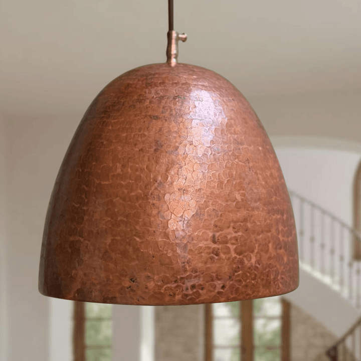 Handcrafted Rustic Copper Dome Pendant Light – Hammered Ceiling Lamp