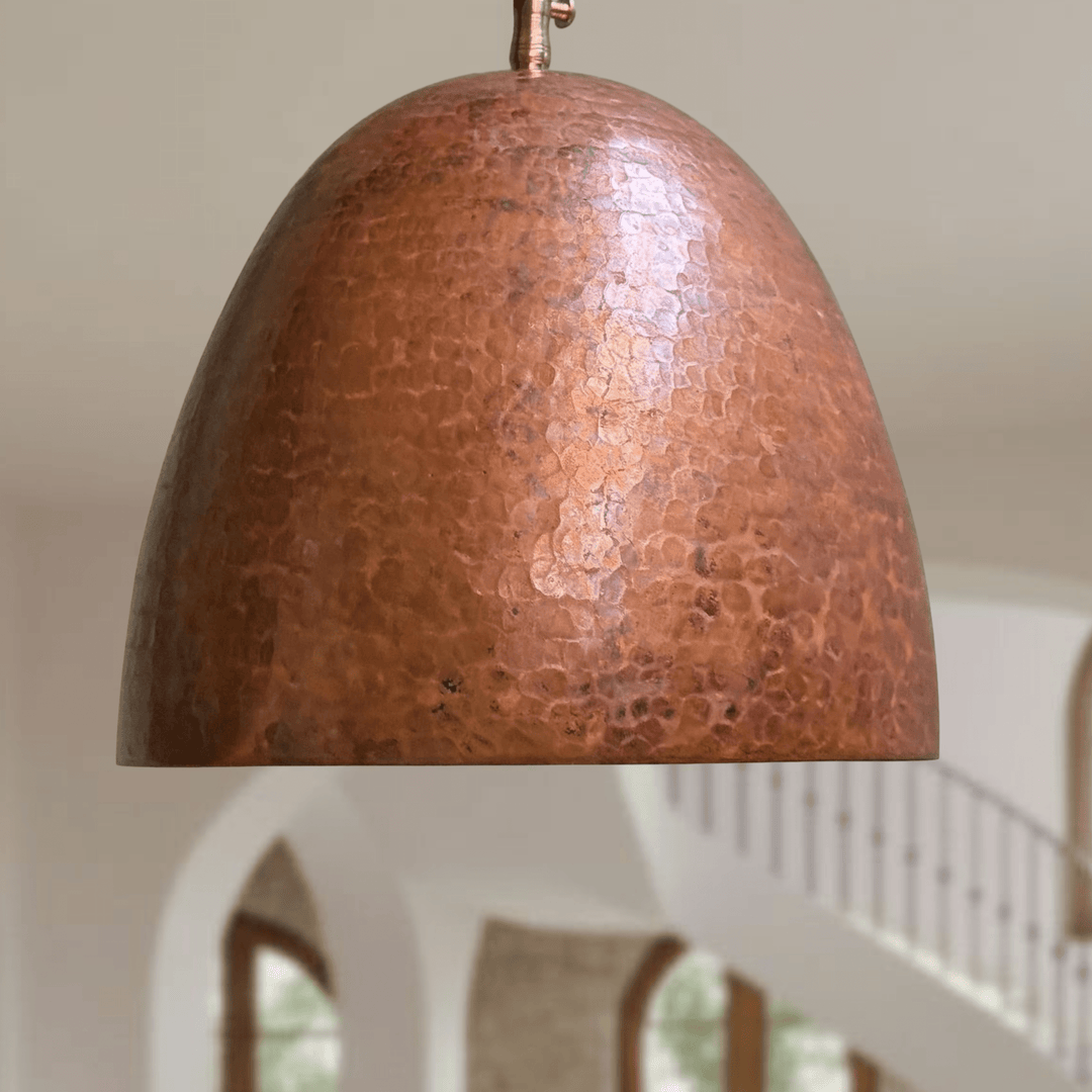 Handmade Hammered Copper Pendant Light – Rustic Moroccan Dome Ceiling Lamp
