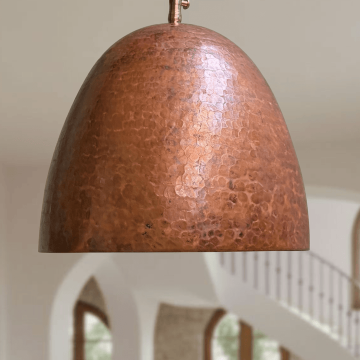 Handmade Hammered Copper Pendant Light – Rustic Moroccan Dome Ceiling Lamp