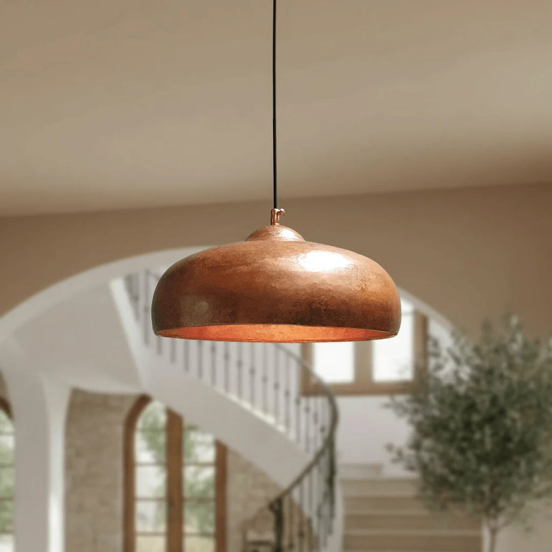 Handmade Rustic Copper Pendant Light – Solid Copper Artisan Ceiling Lamp