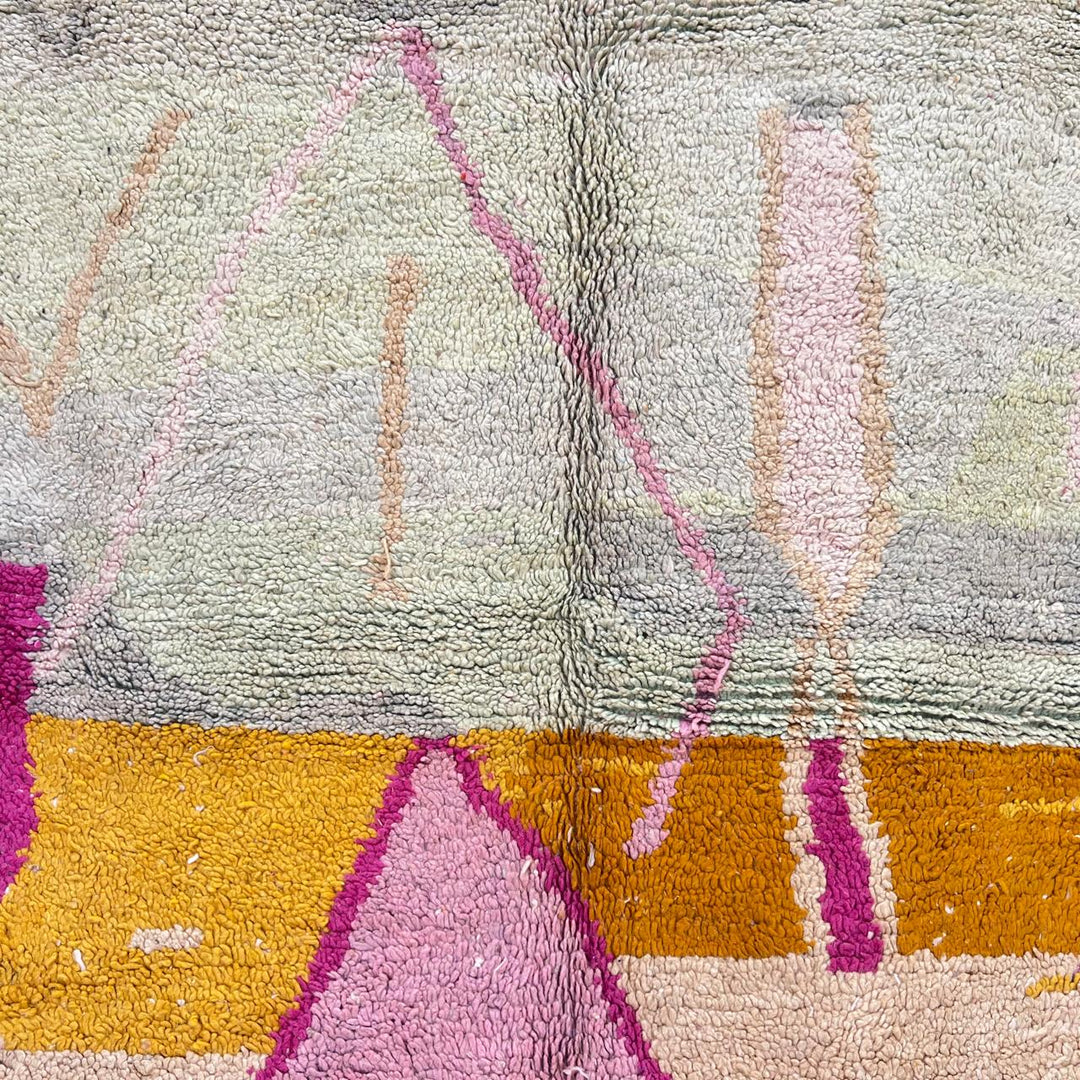 Vintage Moroccan Wool Rug – Orange &amp; Pink Abstract Berber Carpet 732