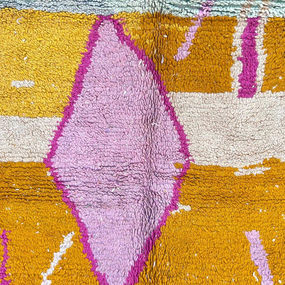 Vintage Moroccan Wool Rug – Orange &amp; Pink Abstract Berber Carpet 732